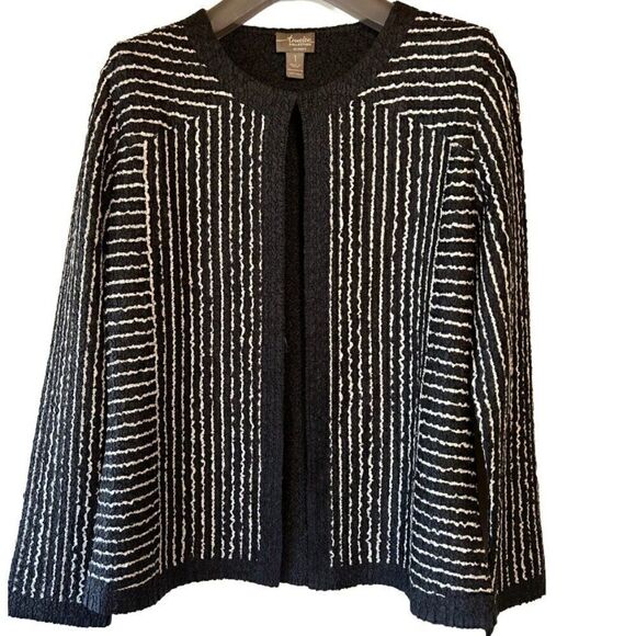 Chico's Jackets & Blazers - Chico's Travelers™ Collection Size 1 US 8/10 Navy Blue White Stipes